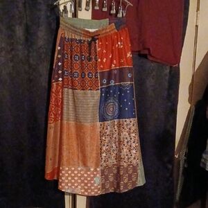 Source Unknown Colorful Patchwork A-Line Skirt